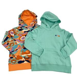 Lot of 2 Spotted Zebra Girls Fleece PulloverHooded Sweatshirt 2-pack Camo/Aqua M